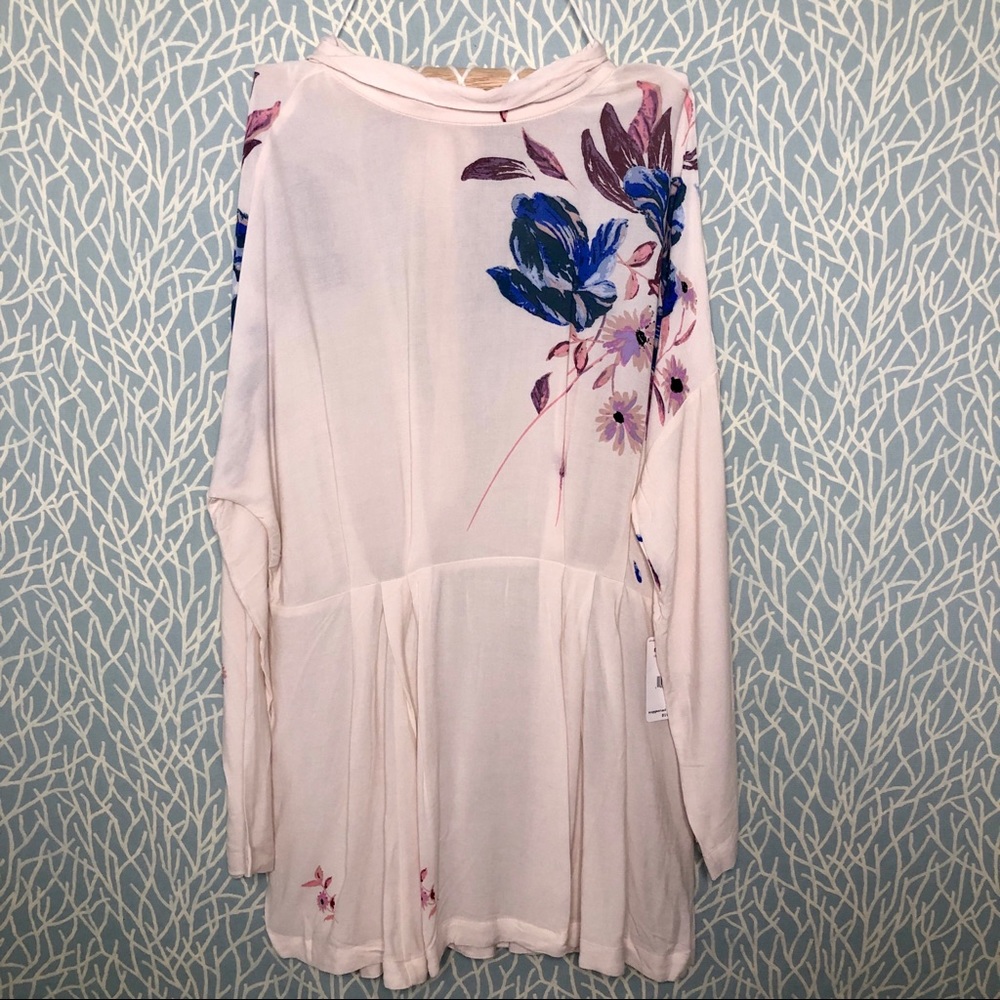 Free People Ivory Floral Print Dress or Long Tunic - Picture 4 of 8